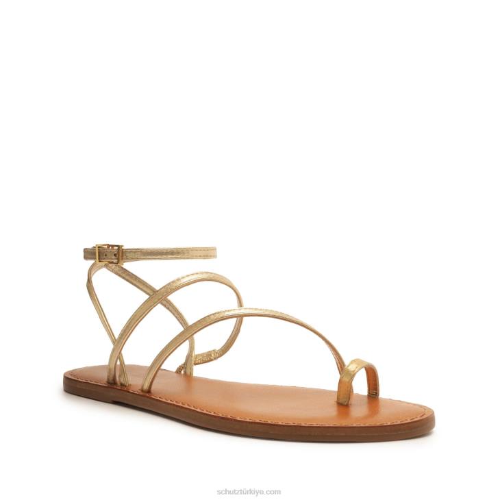 Schutz N42F522hallea metalik deri sandalet altın