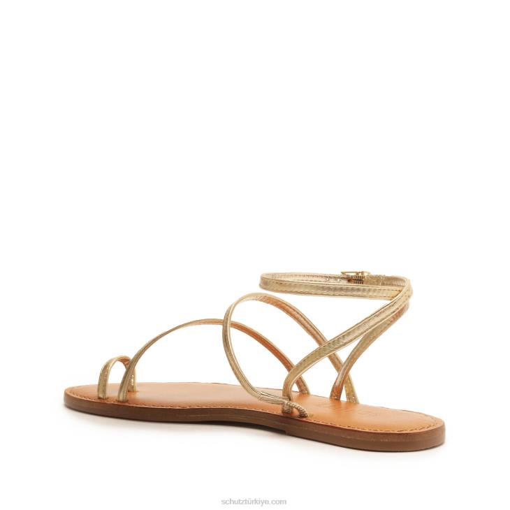Schutz N42F522hallea metalik deri sandalet altın