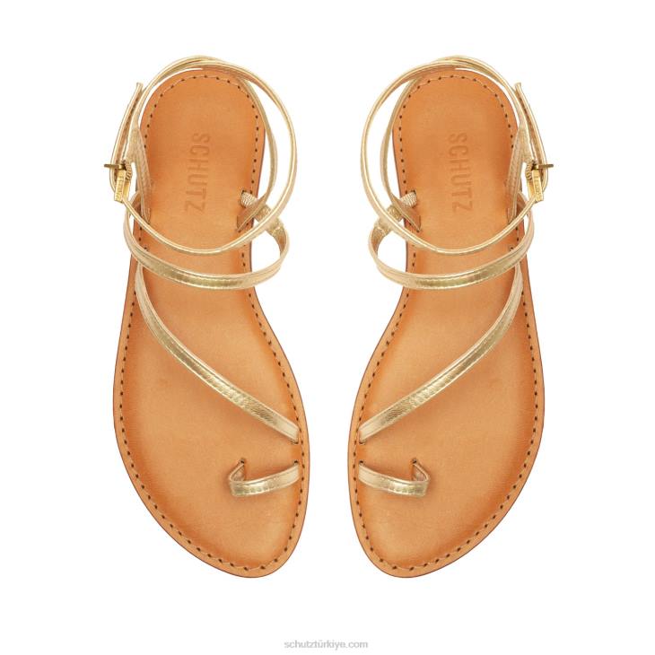 Schutz N42F522hallea metalik deri sandalet altın