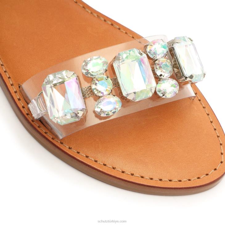 Schutz N42F525Chloe vinyl & nappa deri sandalet açık bej