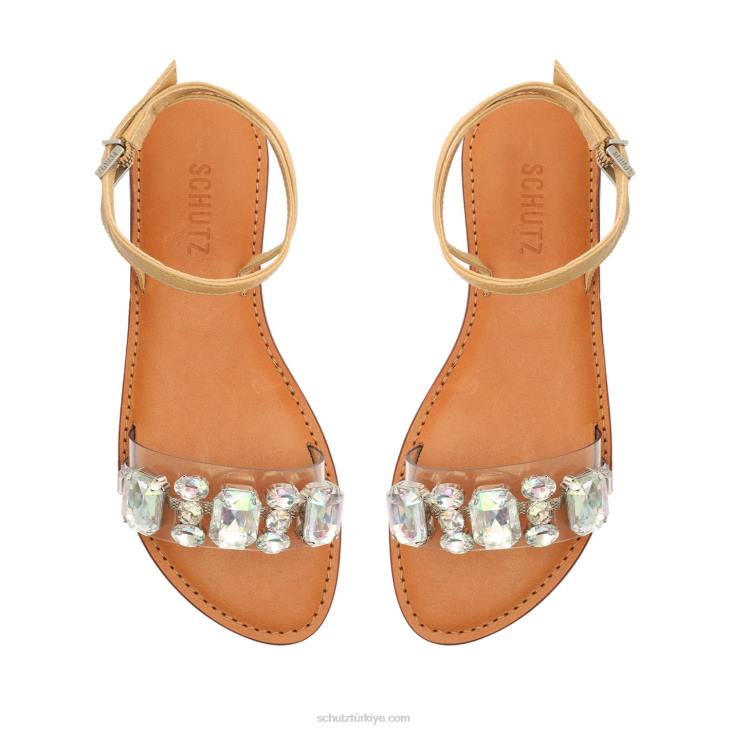 Schutz N42F525Chloe vinyl & nappa deri sandalet açık bej
