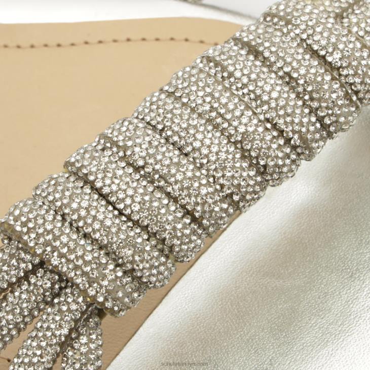 Schutz N42F528mücevher gündelik metalik napa deri sandalet gümüş