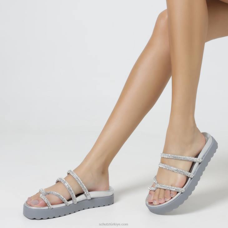 Schutz N42F532phoebe sportif metalik napa deri sandalet gümüş