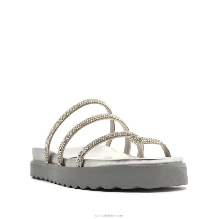 Schutz N42F532phoebe sportif metalik napa deri sandalet gümüş