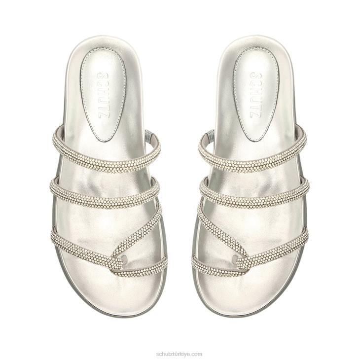 Schutz N42F532phoebe sportif metalik napa deri sandalet gümüş