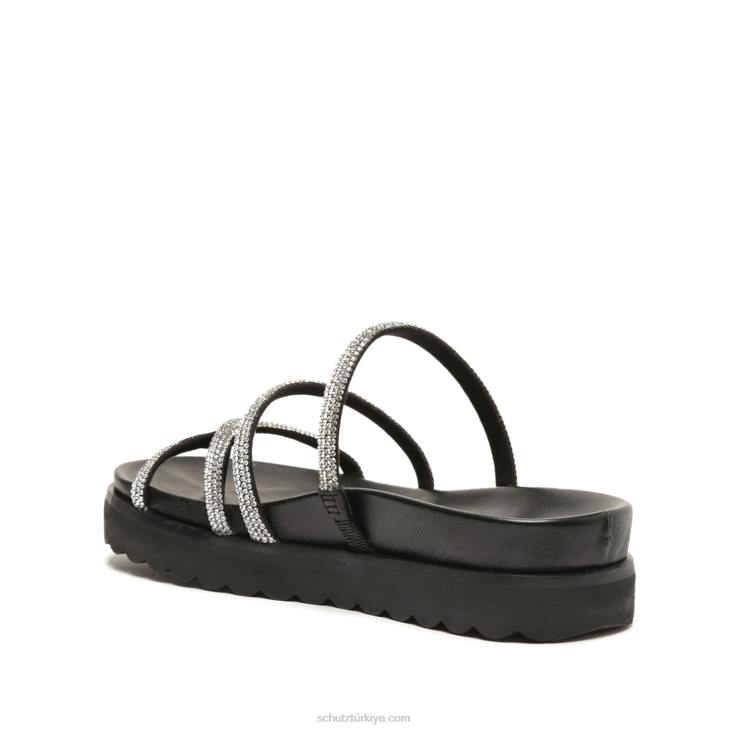 Schutz N42F533phoebe sportif napa deri sandalet siyah kristal