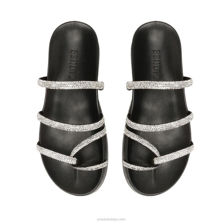 Schutz N42F533phoebe sportif napa deri sandalet siyah kristal
