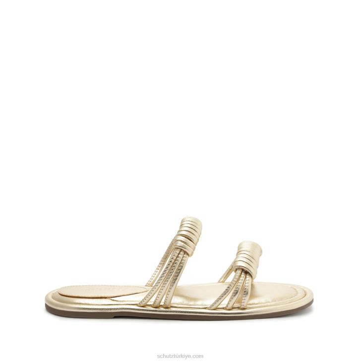 Schutz N42F535binky metalik deri sandalet altın
