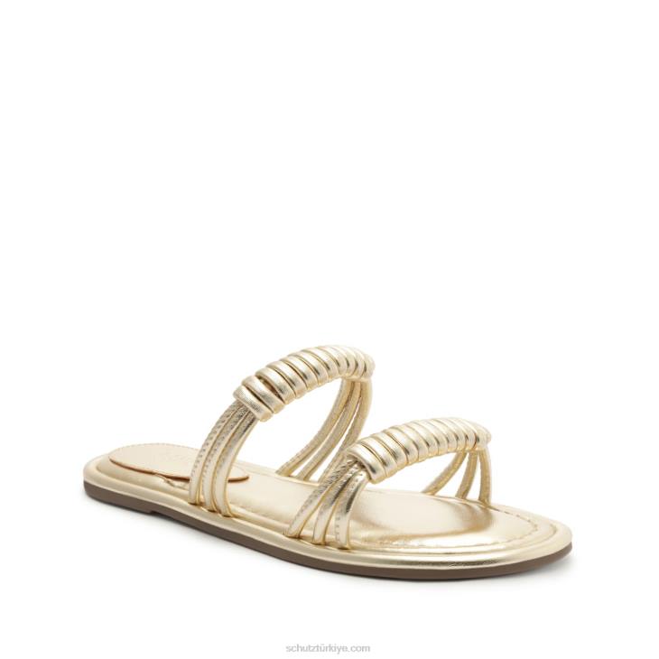 Schutz N42F535binky metalik deri sandalet altın