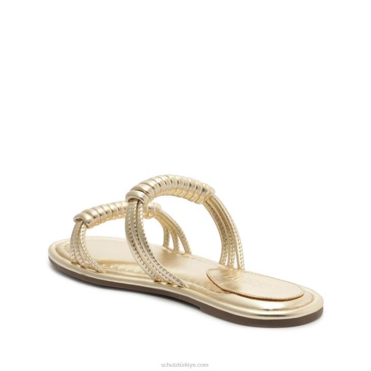 Schutz N42F535binky metalik deri sandalet altın