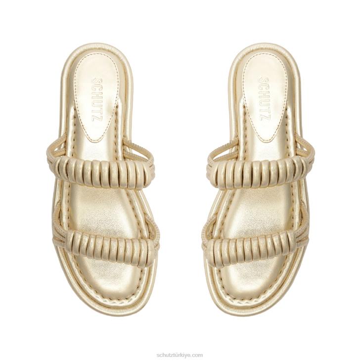 Schutz N42F535binky metalik deri sandalet altın