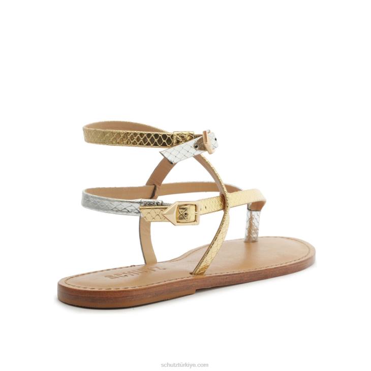 Schutz N42F539elsie yılan kabartmalı deri sandalet Prata