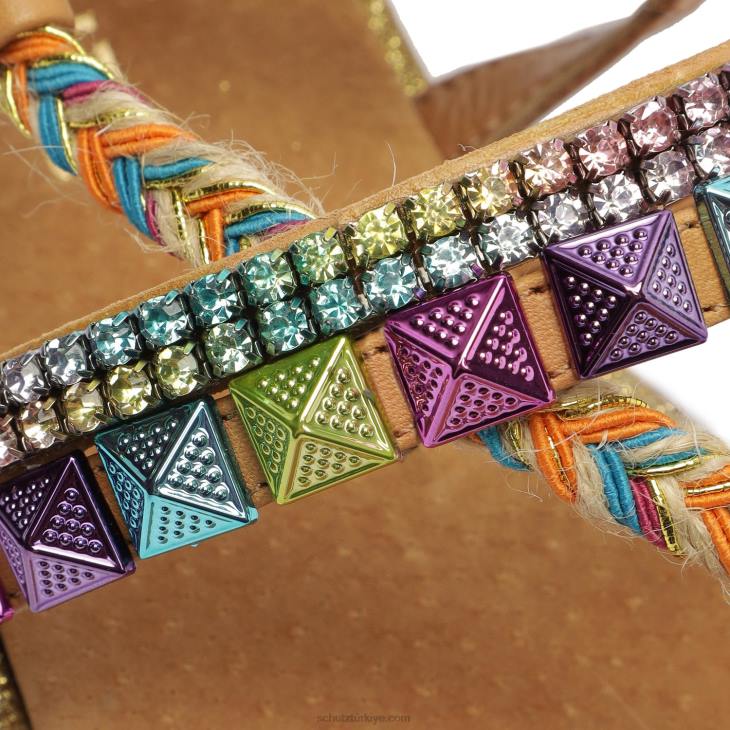 Schutz N42F541yaz atanado deri sandalet çıplak karamel