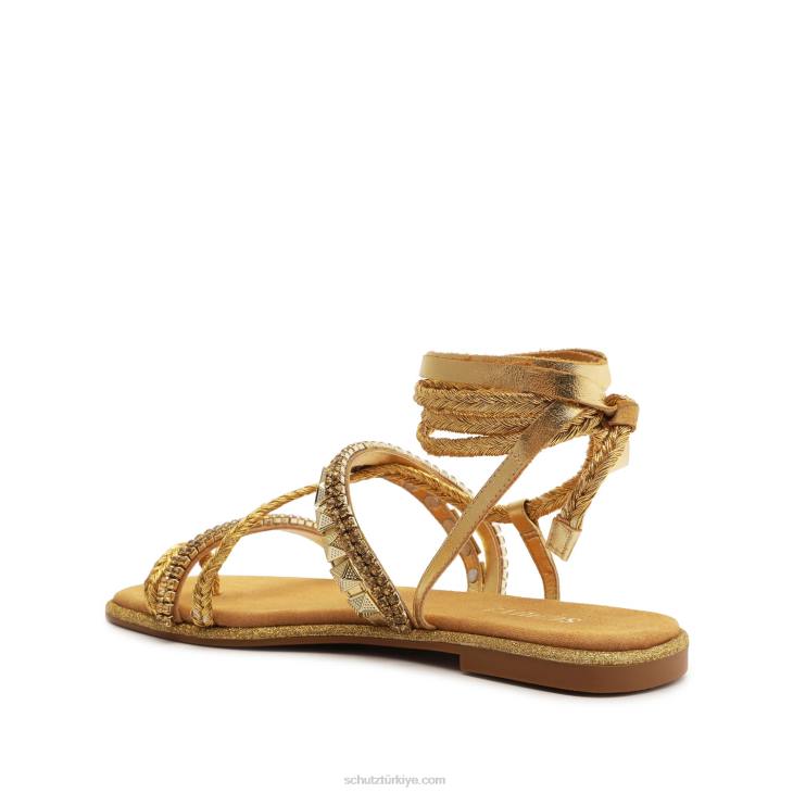 Schutz N42F542yaz napa deri sandalet altın