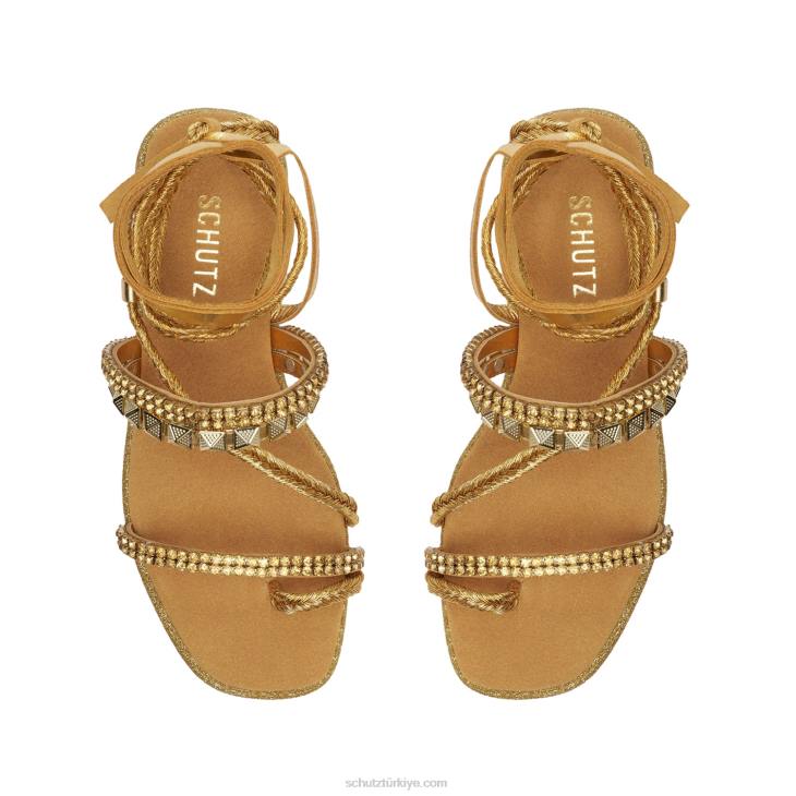 Schutz N42F542yaz napa deri sandalet altın