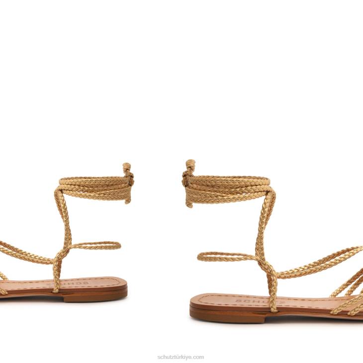 Schutz N42F547adele metalik deri sandalet altın