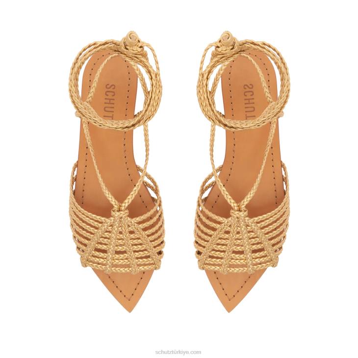 Schutz N42F547adele metalik deri sandalet altın