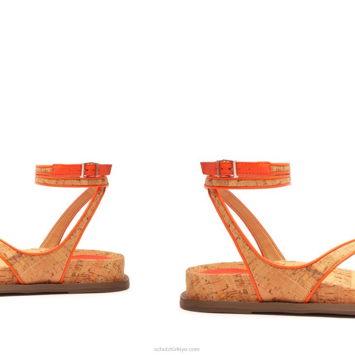 Schutz N42F557chinara deri sandalet alev turuncu