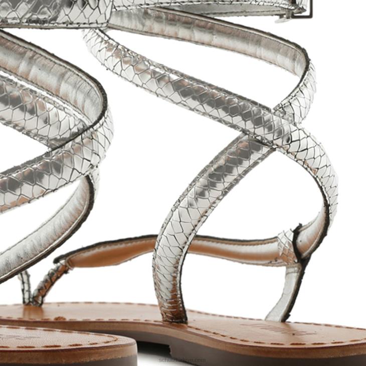 Schutz N42F560courtney metalik deri sandalet açık gümüş