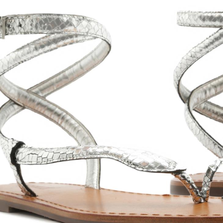 Schutz N42F560courtney metalik deri sandalet açık gümüş