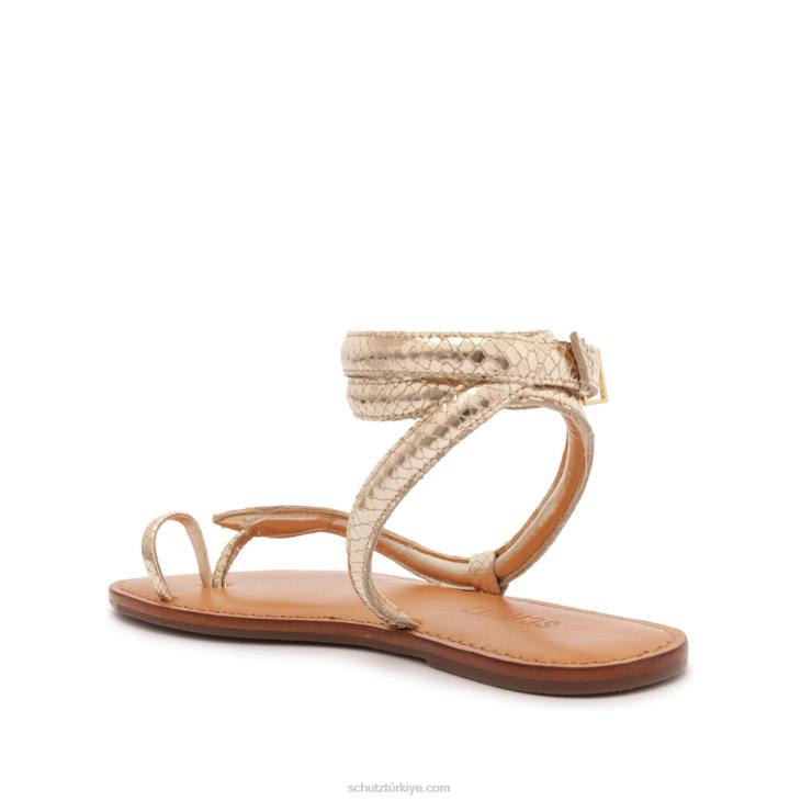 Schutz N42F585courtney metalik deri sandalet parlak altın