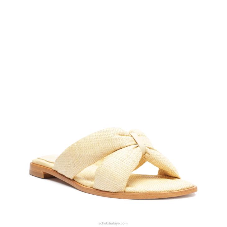 Schutz N42F588peri gündelik hasır ve napa deri sandalet yumurta kabuğu