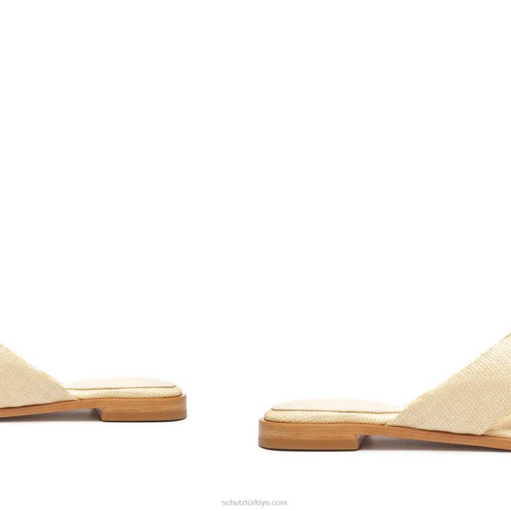 Schutz N42F588peri gündelik hasır ve napa deri sandalet yumurta kabuğu