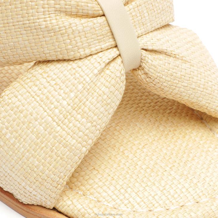 Schutz N42F588peri gündelik hasır ve napa deri sandalet yumurta kabuğu