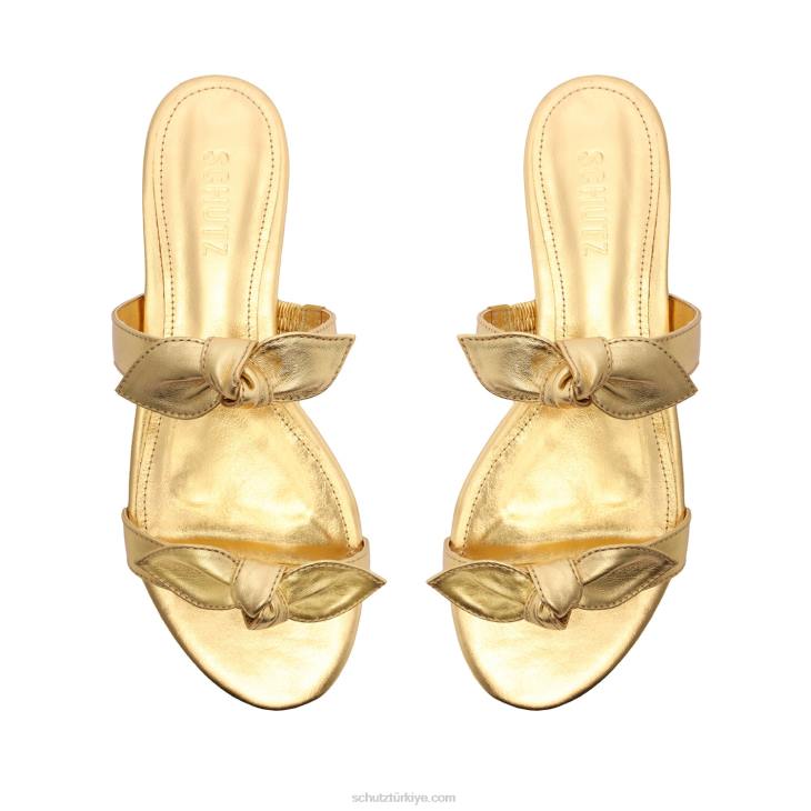 Schutz N42F602alia metalik deri sandalet altın