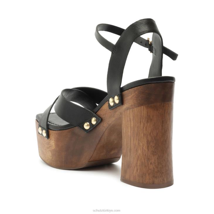Schutz N42F618gaylah deri sandalet siyah altın