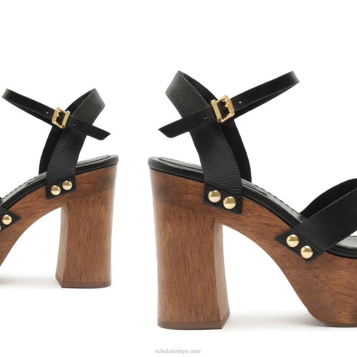 Schutz N42F618gaylah deri sandalet siyah altın