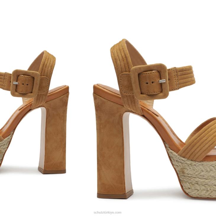 Schutz N42F620blisse platform nubuk sandalet çıplak karamel