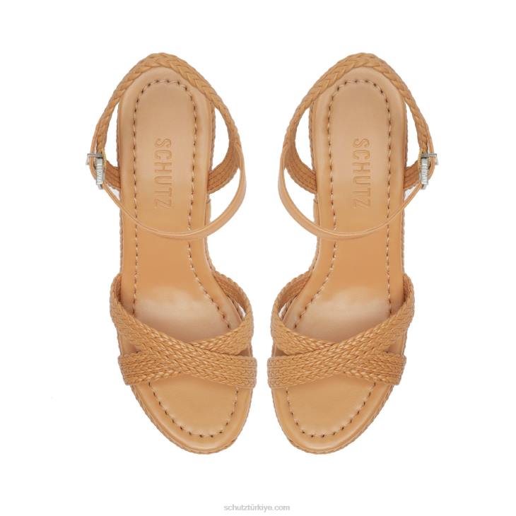 Schutz N42F621karima kesme atanado deri sandalet bal şeftali