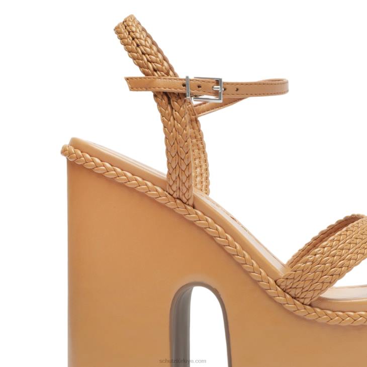 Schutz N42F621karima kesme atanado deri sandalet bal şeftali