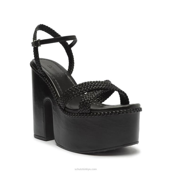 Schutz N42F622karima kesme atanado deri sandalet siyah