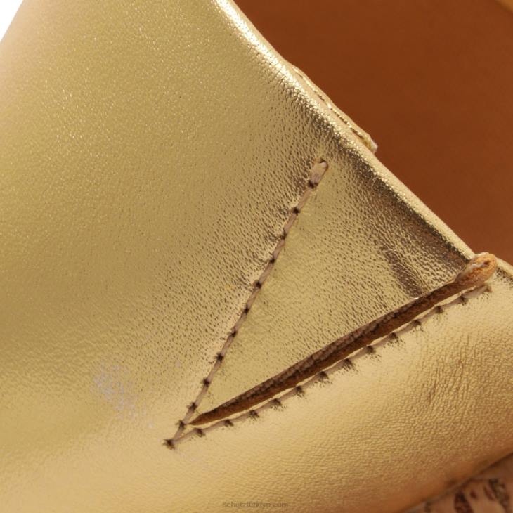 Schutz N42F627dalle kesme metalik deri sandalet altın