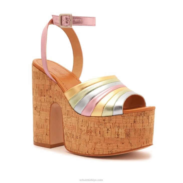 Schutz N42F632imani metalik deri sandalet altın