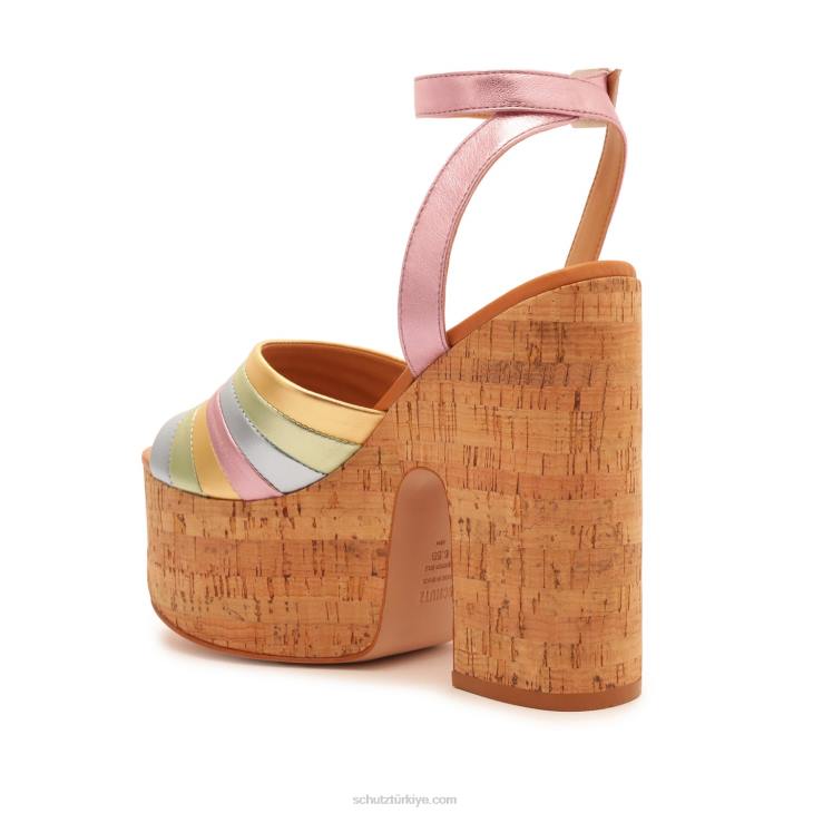 Schutz N42F632imani metalik deri sandalet altın