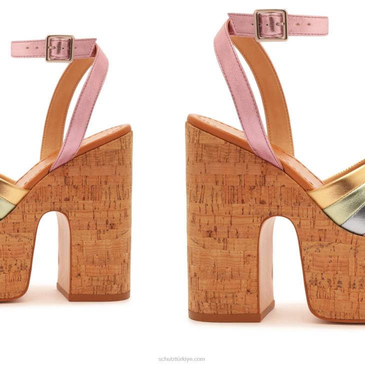 Schutz N42F632imani metalik deri sandalet altın