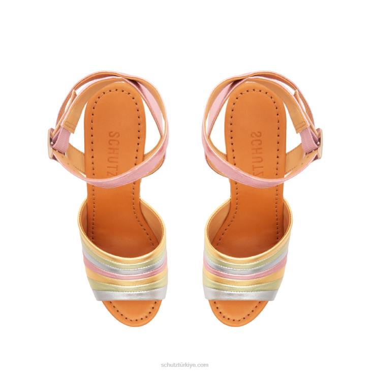 Schutz N42F632imani metalik deri sandalet altın