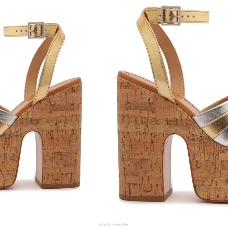 Schutz N42F633imani metalik deri sandalet Prata