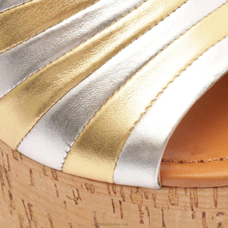 Schutz N42F633imani metalik deri sandalet Prata