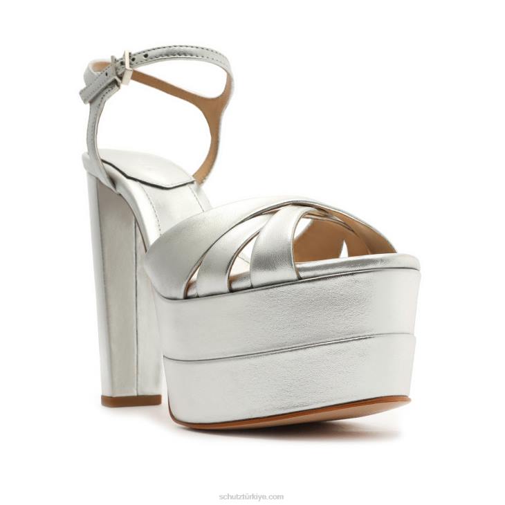 Schutz N42F634keefa yüksek metalik deri sandalet gümüş