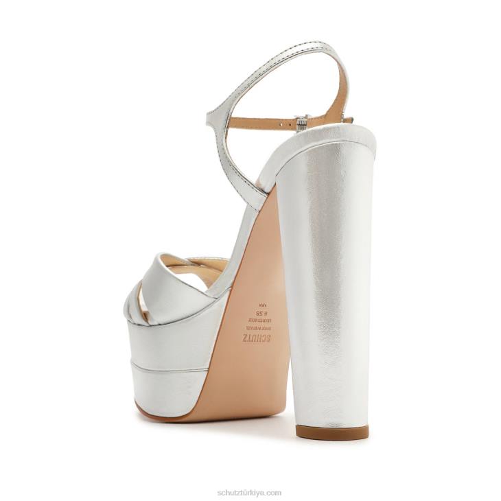 Schutz N42F634keefa yüksek metalik deri sandalet gümüş