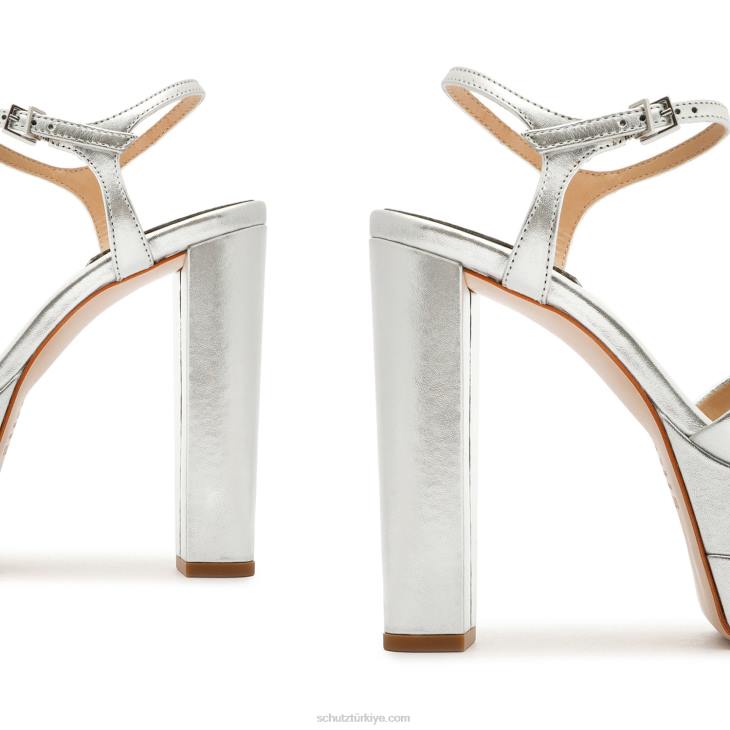 Schutz N42F634keefa yüksek metalik deri sandalet gümüş