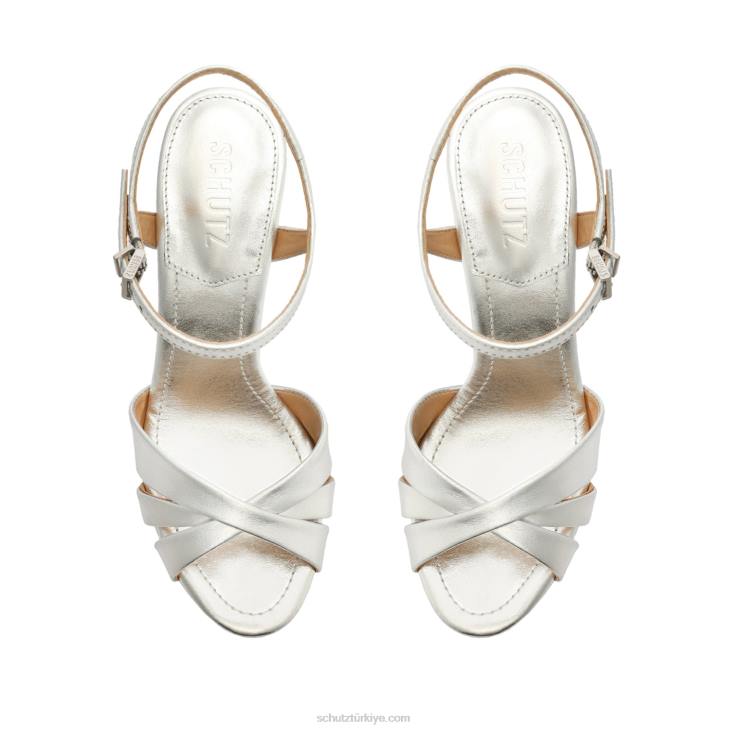 Schutz N42F634keefa yüksek metalik deri sandalet gümüş