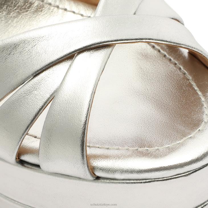 Schutz N42F634keefa yüksek metalik deri sandalet gümüş