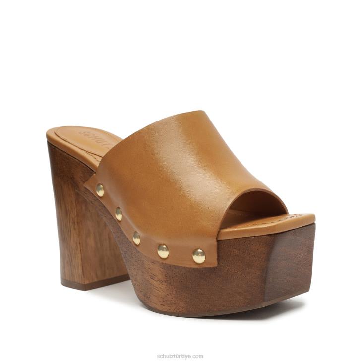 Schutz N42F635dixie rahat deri sandalet çıplak karamel