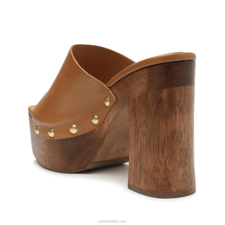 Schutz N42F635dixie rahat deri sandalet çıplak karamel