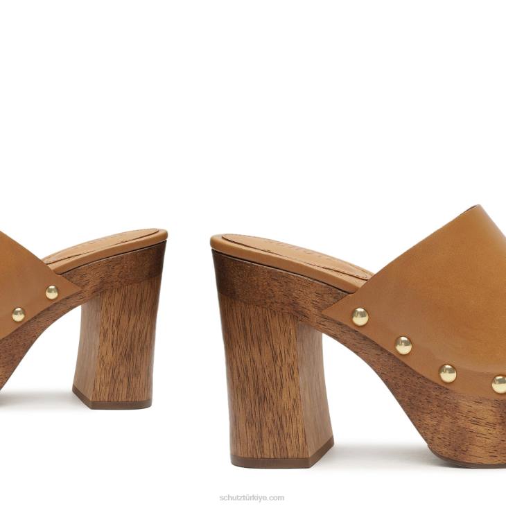 Schutz N42F635dixie rahat deri sandalet çıplak karamel